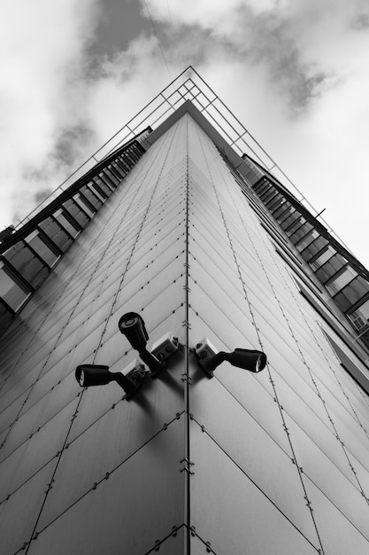 Corner side of a residential house against the sky.