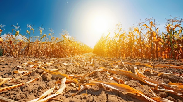 Photo the cornfield in bright sun