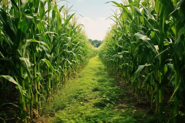 Cornfield and green plants delicious Corn food photography