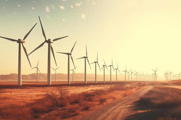 Cornfield with wind turbines in the background