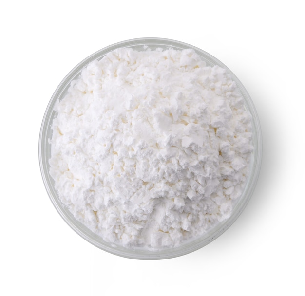 Cornflour isolated on white.