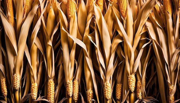 Photo cornstalks used as decorative elements in fall displays