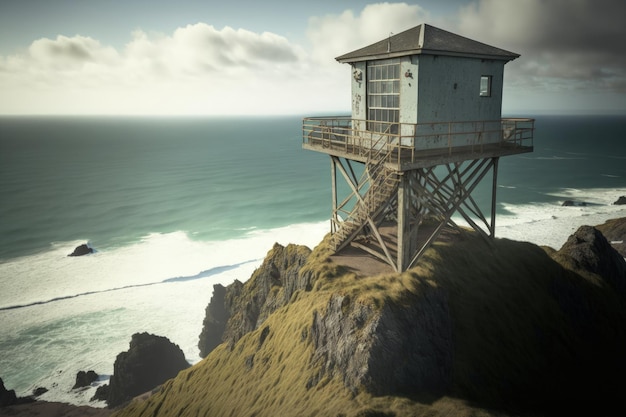 Cornwalls lifeguards observation post on the cliffs