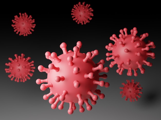 Corona virus 3d illustration. Red coronavirus