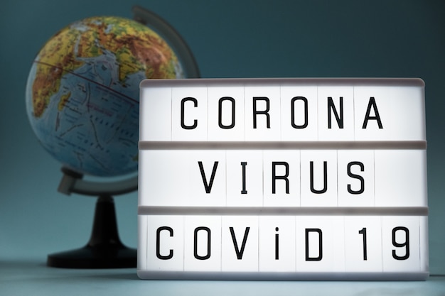 Corona Virus Concept. Coronavirus outbreak. World pandemia. Novel coronavirus 2019-nCoV with text