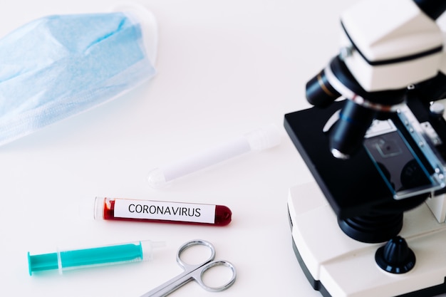 Coronavirus 2019-nCoV Blood Sample.  Medical research, Epidemic virus Respiratory Syndrome.