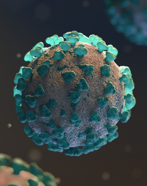 Coronavirus Cell chinese virus COVID-19 SARS, Coronaviridae , SARS-CoV, SARSCoV, virus 2020 , MERS-CoV 2019-nCoV molecule 3d illustration