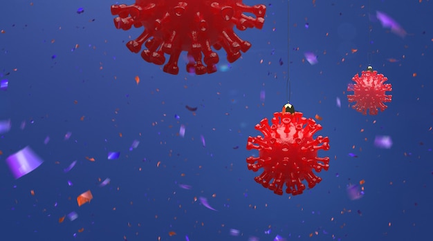 Coronavirus Christmas toy decoration 3d render. High quality 3d illustration