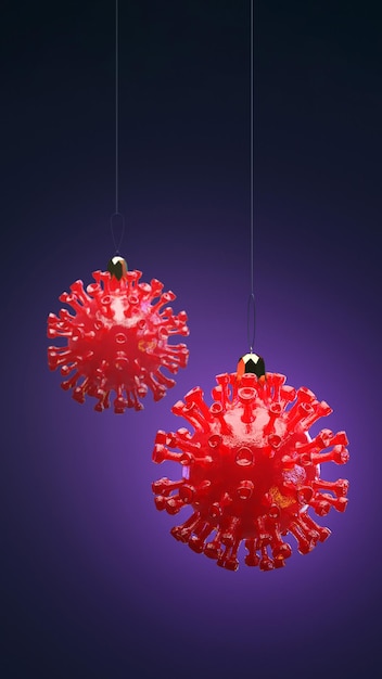 Coronavirus Christmas toy decoration 3d render. High quality 3d illustration