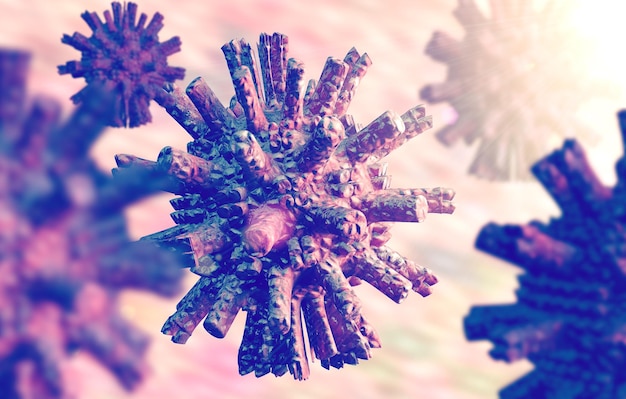 Coronavirus COVID 19.3d illustration of infectious viruses and bacteria.