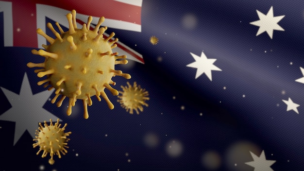 Coronavirus floating over Australian flag