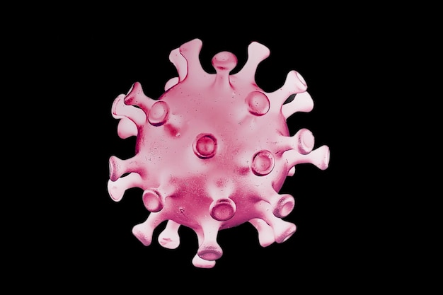 coronavirus model isolated on black background, micro virus photo