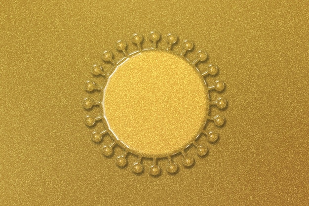 Coronavirus Symbol, COVID 19 virus sign, infection virus microbe, Outbreak coronavirus, gold background