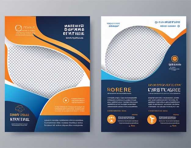 Corporate Business Flyer Layout in Two Colors A4 Cover and Back Page Design Template for Print