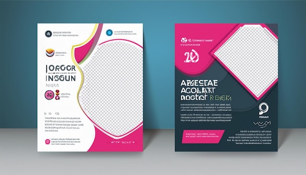 Photo corporate business flyer layout in two colors a4 cover and back page design template for print