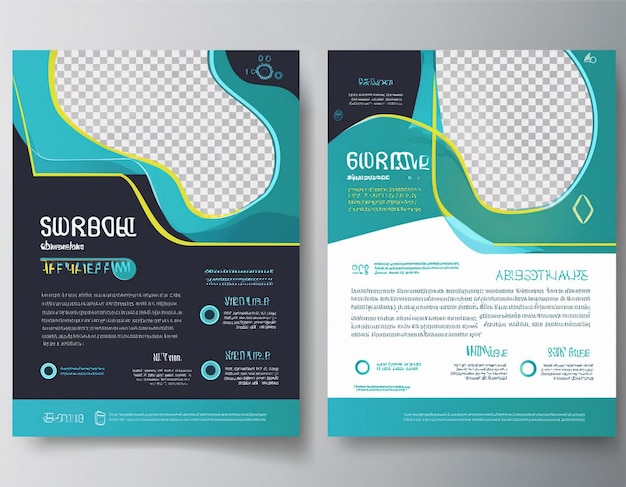 Corporate Business Flyer Layout in Two Colors A4 Cover and Back Page Design Template for Print