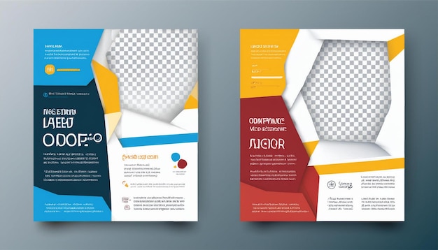 Corporate Business Flyer Layout in Two Colors A4 Cover and Back Page Design Template for Print