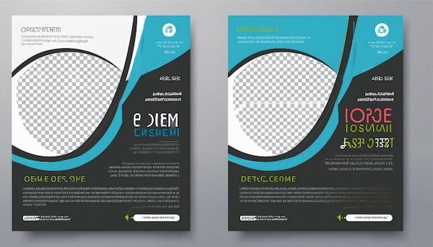 Photo corporate business flyer layout in two colors a4 cover and back page design template for print