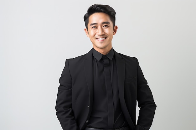 Corporate Happiness Smiling Thai Businessman in Black Suit A Portrait of Professional Success