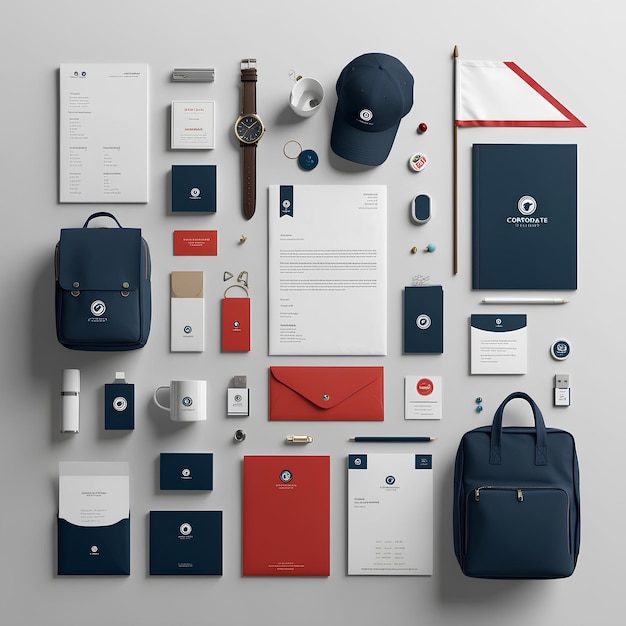 Photo corporate identity mockup set business stationery design with logo on tshirt mug and more for pr