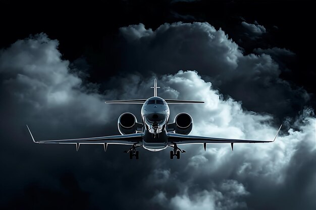 Corporate Jet Flying at Night