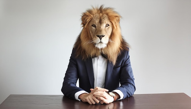 Corporate king lion in business suit