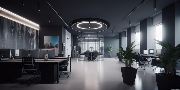 Corporate office interior creative and trendy Generative AI AIG18