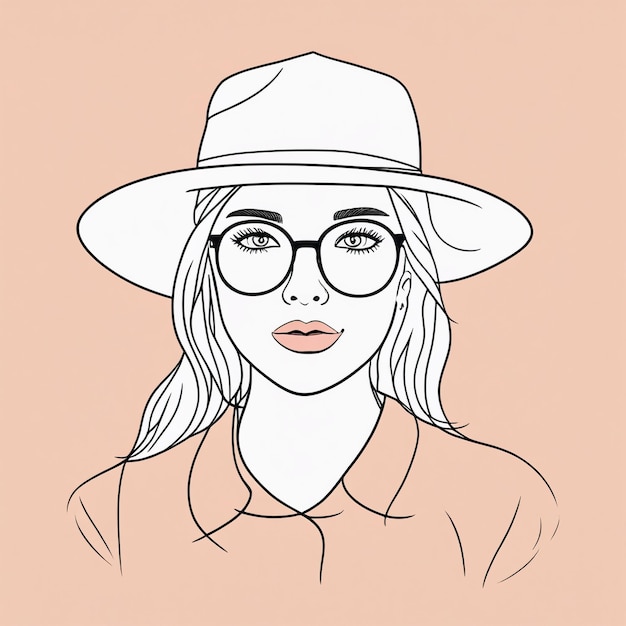 Corporate one line art woman in a hat