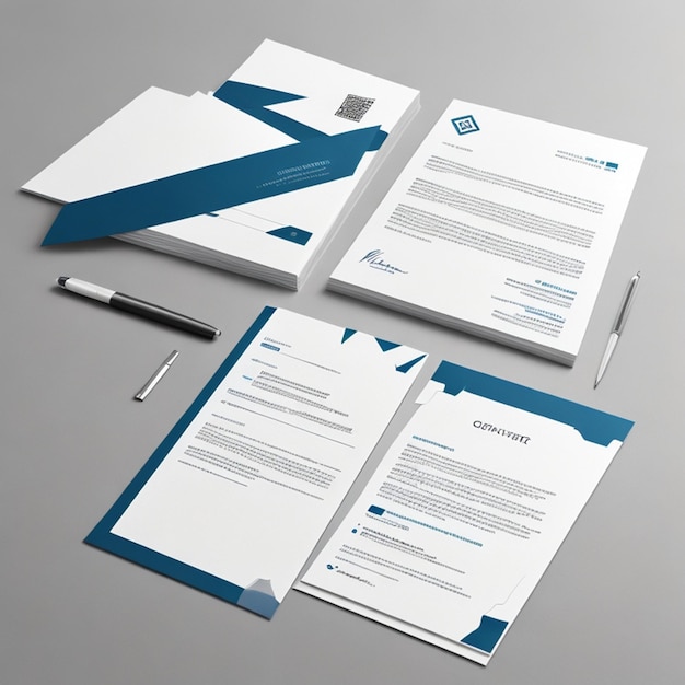 Corporate stationery set mockup at white textured paper background