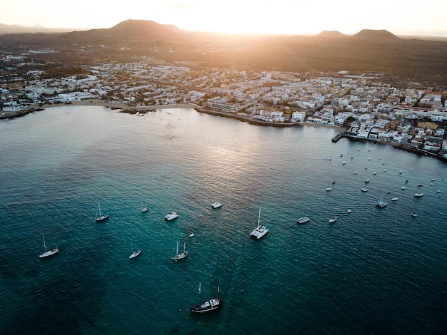 Corralejo town in Fuerteventura aerial view