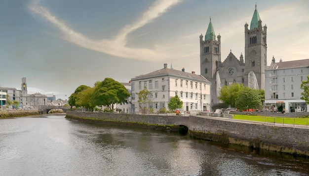 Corrib river with Galway Cathedral in background