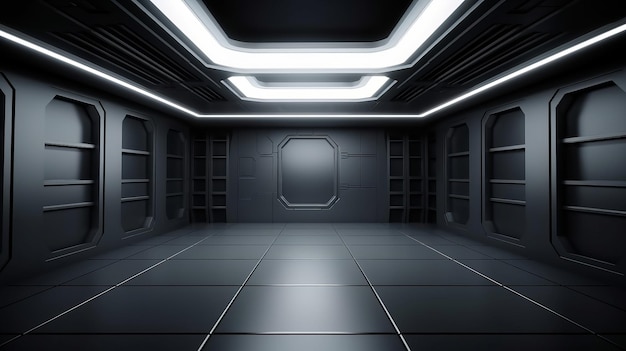 Corridor podium stage background futuristic Illustration AI GenerativexA