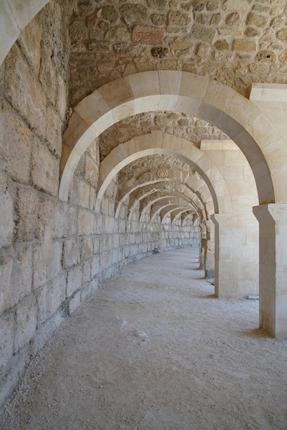 Corridor in Theatre of Aspendos Ancient City in Antalya Turkiye