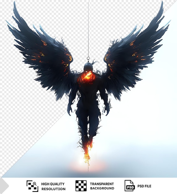 Corrupted angel with shadow wings descends to unleash unholy fire on mortals