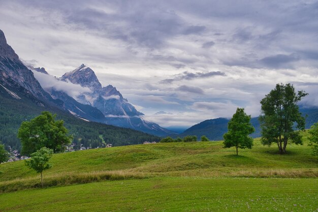 Cortina dampezzo city in dolomites italian alps