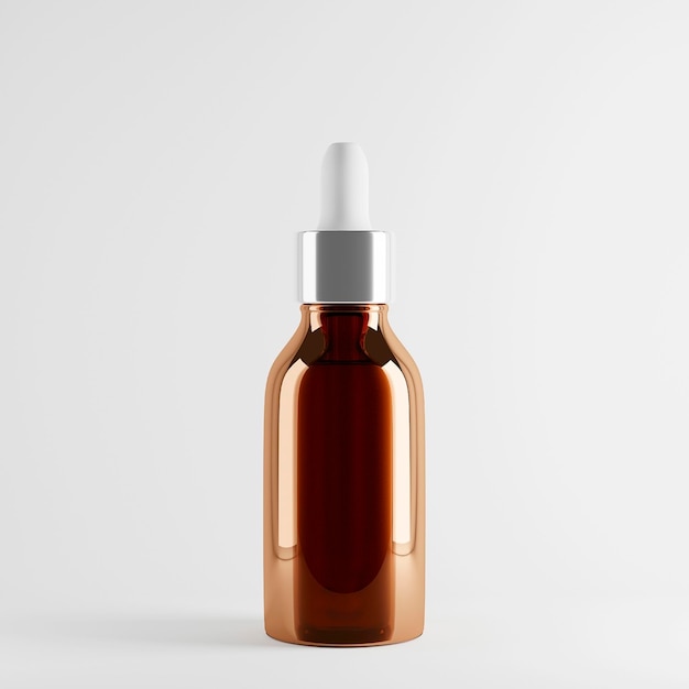 Cosmetic Amber Glass Dropper Bottle mockup on a light background