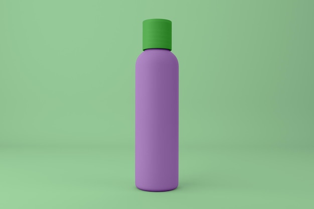 Cosmetic Bottle Front Side Isolated In Green Background