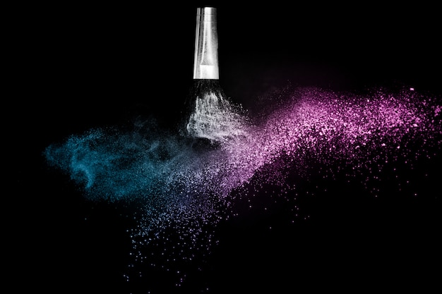 Cosmetic brush with purple and blue ocean cosmetic powder spreading