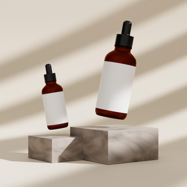 Cosmetic dropper bottle mockup rendering