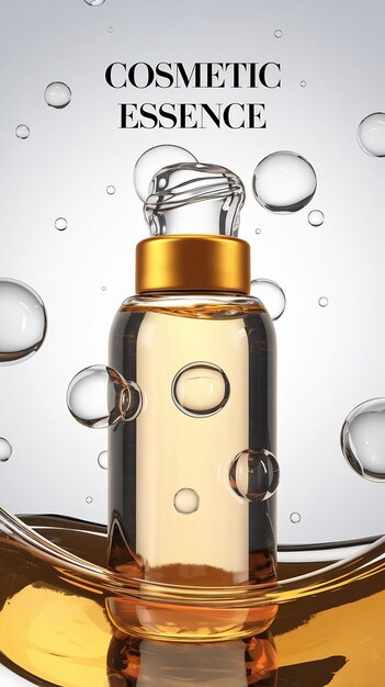 Photo cosmetic essence liquid bubbles molecules of liquid bubbles on the background