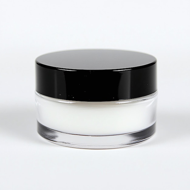 Photo cosmetic jar with black top