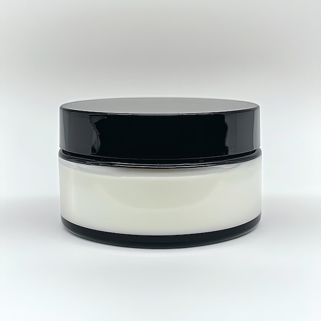 Photo cosmetic jar with black top