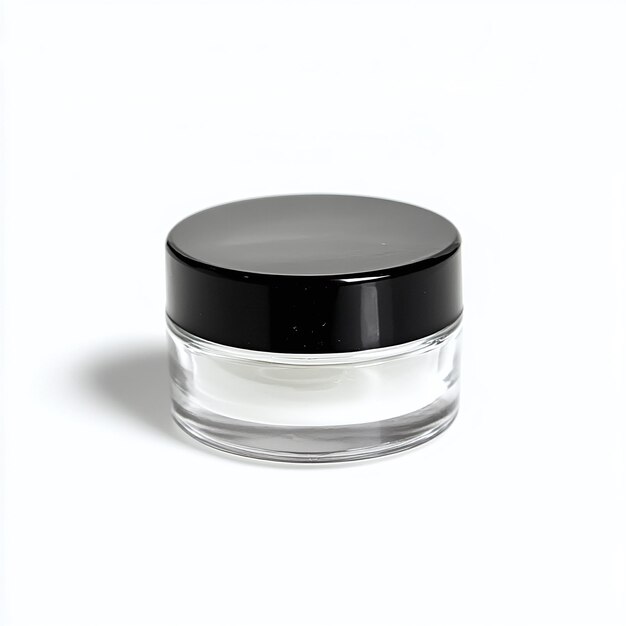 Photo cosmetic jar with black top