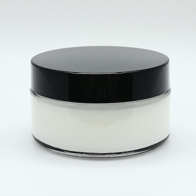 Photo cosmetic jar with black top