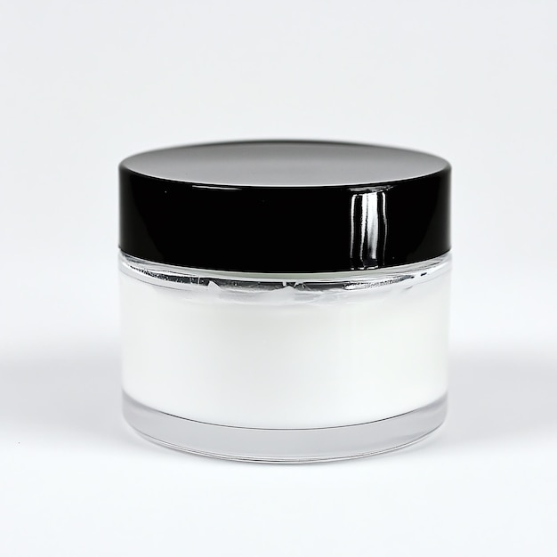 Photo cosmetic jar with black top