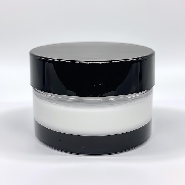 Photo cosmetic jar with black top