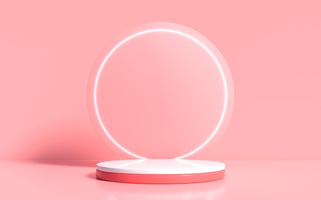 Cosmetic light pink background with podium and minimal pink scene for product. minimal background concept. 3d rendering