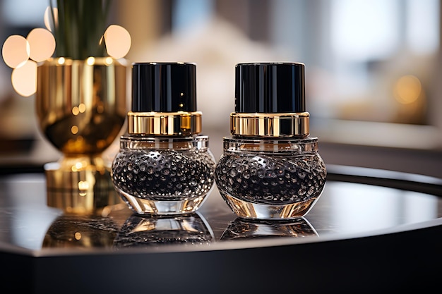 Cosmetic Mockup of Luxurious Cosmetics Bottles With a Glamorous and H Creative Collection Designs