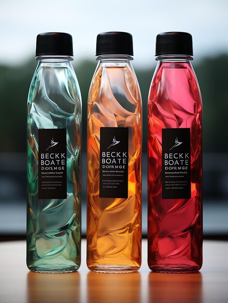 Cosmetic Mockup of Vibrant Plastic Bottles Showcase the Vibrant Color Creative Collection Designs