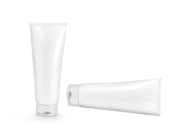 Cosmetic plastic tube on white background 3d render